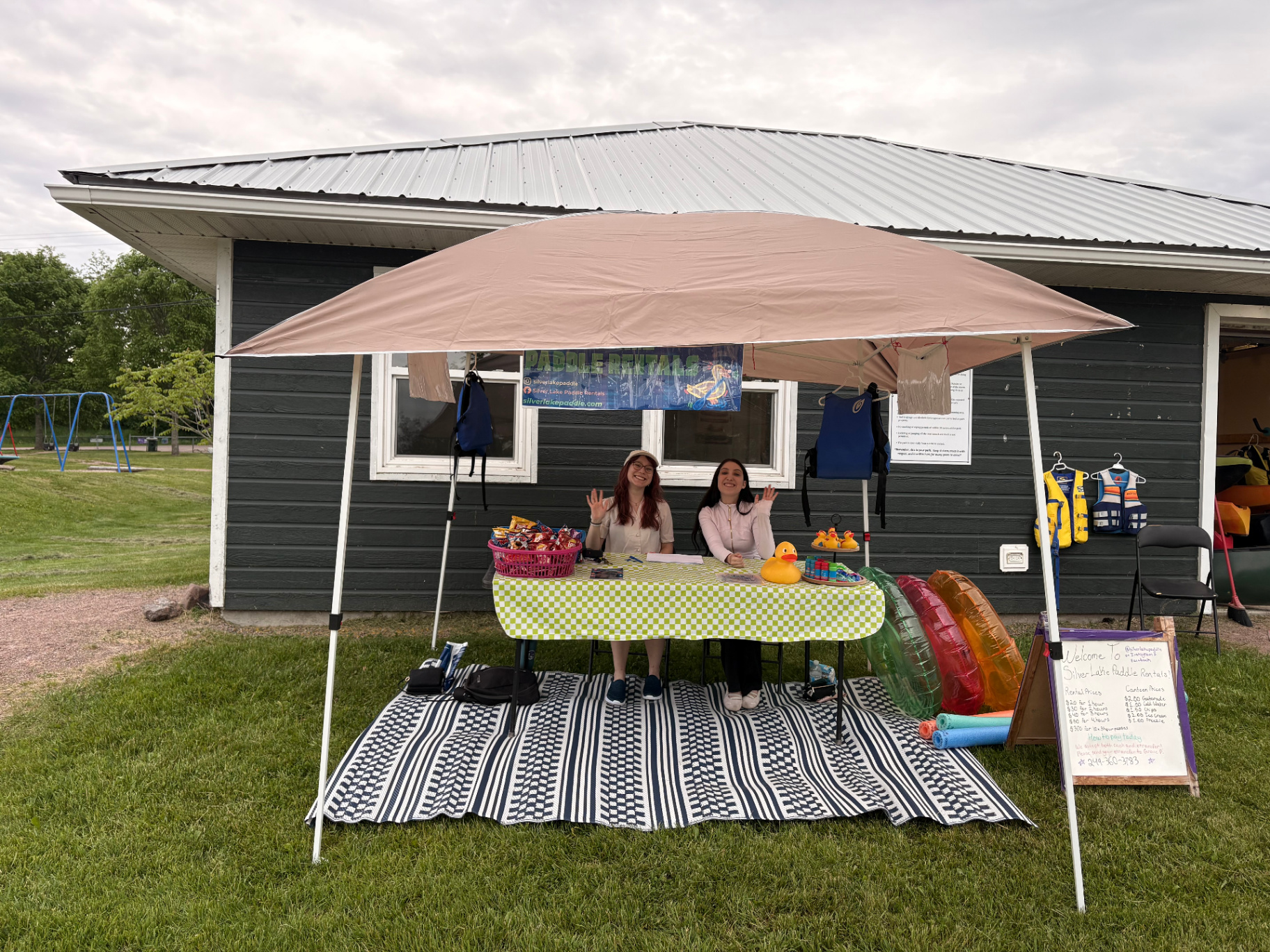 Our paddle rental tent at Silver Lake